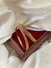 Gold Look Alike American Diamond Bangle Set-Red Green-G11227